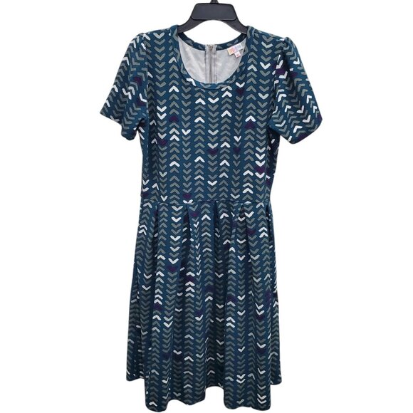 Lularoe Amelia Women's Hunter Green Arrow Print‎ Textured A-Line Midi Dress XL - Picture 1 of 6